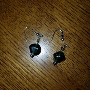 Green dangling earrings